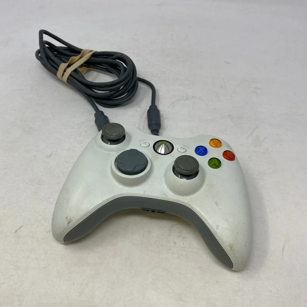 Microsoft Xbox 360 Wired Controller White Official OEM Gamepad Untested